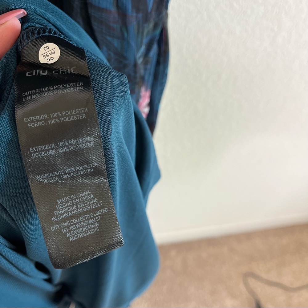 City Chic Maxi Dress Botanica Peacock Teal Blue Ruffle Flutter Sleeve - Picture 10 of 10